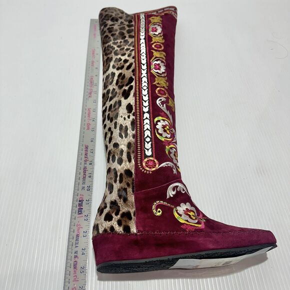 ETRO Women 7 Suede Embroidered Floral Art OTK Over The Knee Boots NIB $2,590 - Picture 12 of 13